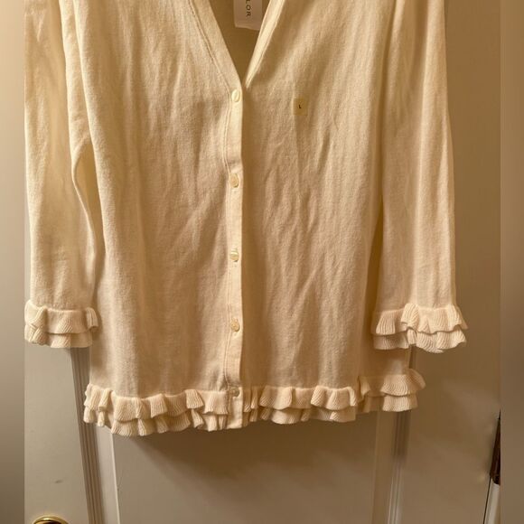NWT Ann Taylor Factory Ruffled Cuffs And Hem Cardigan Size Large - Picture 2 of 9